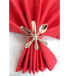 12 Adet Dekoratif Gold Food Style Peçete Halkası - Napkin Ring