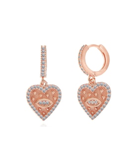 Gümüş Rose Kalp Sallantılı Kadın Küpe CSR2184788
