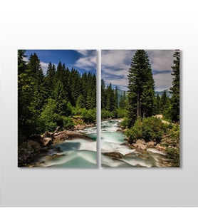 Orman Nehir Kanvas Tablo 80x70cm (Karışık)