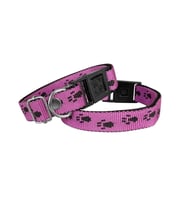 Köpek Tasması Patili Dokuma 2 cm - Min: 30 cm - Max: 50 cm Koyu Pembe
