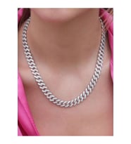 Lüks Zirconia Taşlı Cuban Chain Zincir 925 Ayar Gümüş Rhodium Kaplama Kolye
