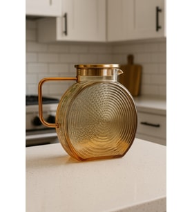 Borosilikat Cam Amber Salyangoz Desenli Cam Demlik & Sürahi 2000 Ml