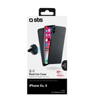SBS 2 in 1 DUAL CAR CASE IPHONE XS / X MANYETİK TELEFON TUTUCU VE ARKA KAPAK (Siyah)