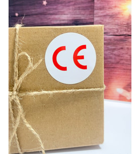 CE Kırmızı Yazılı Yuvarlak Yapışkanlı Etiket 3x3 cm 150 Adet