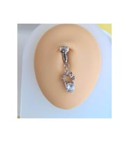 Deliksiz Göbek Piercing Mıknatıslı Sıkıştırma Kedi Figürlü Delik Gerektirmez (Sarı)