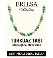 Sertifikalı Kırık Taşlı Model İnci - Firuze Taşı Kolye - (Turkuaz) (Çok Renkli)
