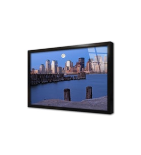 New York Gece Çerçeveli Cam Tablo