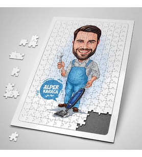 Kişiye Özel Hediye 240 Parça Evcil Erkek Karikatürlü Puzzle
