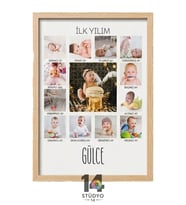 Stüdyo 14 Kişiye Özel İlk Yılım Bebek Tablosu - Hoşgeldin Bebek Tablosu - Bebek Hatırası - yeni doğan bebek tablosu