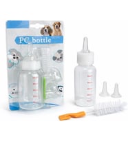 Yavru Kedi Köpek Biberonu 50 ml – Evcil Hayvan Süt ve Mama Besleme Şişesi Seti, Ölçekli Mini Tasarım, 2 Yedek Silikon Emzikli, Temizleme Fırçalı, Yeni Doğan ve Yetim Yavru Bakım Aparatı