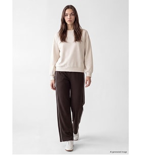 LCW Modest Kahverengi Şerit Detaylı Soft Touch Kadın Eşofman Altı