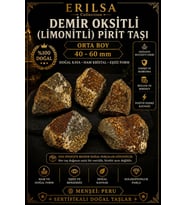Sertifikalı Doğal Demir Oksitli Pirit Taşı Kütle - 40-60 mm Orta Boy Limonitli Ham Taş