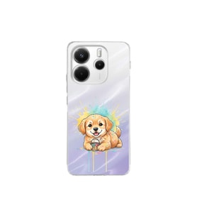 Redmi Note 14 4G ile Uyumlu Splash Köpek Tasarımlı Şeffaf Silikon Kılıf