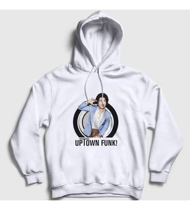 Presmono Unisex Beyaz Uptown Funk Müzik Bruno Mars Kapüşonlu Sweatshirt 478007tt