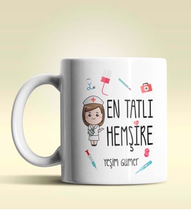 Kişiye Özel En Tatlı Hemşire Tasarımlı Beyaz Kupa Bardak