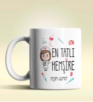 Kişiye Özel En Tatlı Hemşire Tasarımlı Beyaz Kupa Bardak