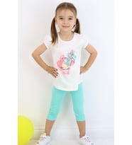 Breeze Kız Çocuk Kapri Taytlı Takım Çiçekli Kız Baskılı 1.5-5 Yaş, Ekru