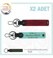Hızlılar İçin İsim Plaka ve B Rh (-) Kan Grubu Yazılı x2 Anahtarlık Armağan Set, Kırmızı-Turkuaz-Ysl (Çok Renkli)