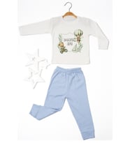 Pia Baby Premium %100 Pamuk İsme Özel Çocuk Pijama Takımı 1-8 Yaş 5038-14 (Mavi)