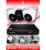 BAYICAM 3 Kameralı Uzay 2 İç Kamera Set 500 GB HDD Full HD Gece Görüşlü Güvenlik Kamerası Sistemi