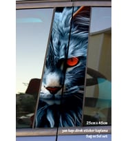 kızgın kedi sticker yan kapı direk kaplama 2li sol sağ takım yapıştırma