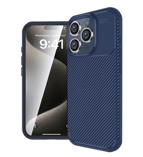 Newface Apple iPhone 16 Pro Max Kılıf Auto Focus Karbon Kapak - Lacivert