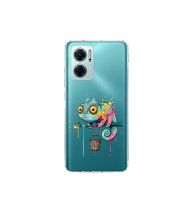 Redmi Note 11E ile Uyumlu Splash Bukalemun Tasarımlı Şeffaf Silikon Kılıf
