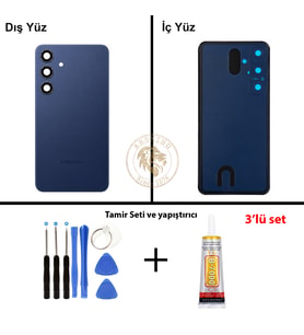 Samsung S24 Plus Safir Mavi Arka Pil Kapağı Batarya Kapağı Lazer Kesim + Yapıştırıcı ve Vida Seti