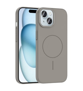 Apple iPhone 15 Uyumlu Kılıf M-safe Şarj Özellikli Zore Ruby Sert Kapak (Gri)