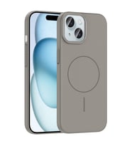 Apple iPhone 15 Uyumlu Kılıf M-safe Şarj Özellikli Zore Ruby Sert Kapak (Gri)