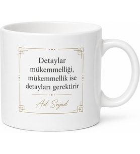 İsme Özel Detaycı Yazılı Kupa Bardak Hediye Özel Tasarım Baskılı Porselen
