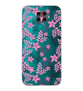 Huawei Mate 30 Lite  Kamera korumalı Kapak Floral Pembe Tasarımlı  Şeffaf Kılıf