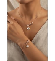 925 Ayar Gümüş Zarif Sedef Lotus Kolye Bileklik Set