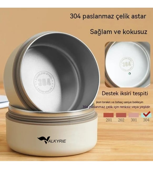 Valkyrie 2 Gözlü Paslanmaz Çelik Isı Yalıtımlı Yemek Kabı Seti