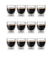 12'li Kahve Bardağı Seti Çift Cidarlı Cappuccino Bardağı 250 ml
