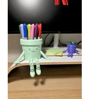 3D Baskı Hareketli Gülen Kalemlik - Eklemli Masaüstü Organizer - Mint