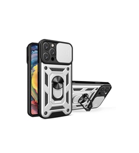 Apple İphone 16 Pro Kılıf Pars Lens Yüzüklü Silikon - Gümüş