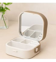Aynalı Makyaj ve Takı Organizer Çanta 9x9x3.7 cm - 4 Bölmeli