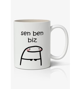 Sen Ben Biz Yazılı Baskılı Kupa Bardak - Baskılı Kahve Kupa Bardak