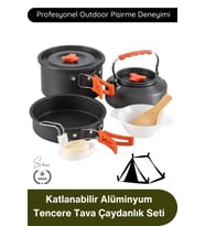 #PişirmeSeti Kamp Seti Katlanabilir Alüminyum Tencere Tava Çaydanlık Outdoor Piknik Trekking Dağcılı