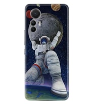 Xiaomi 12 Lite Kılıf Silikon Desen Özel Seri Astronot ve Dünya 1759