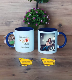 Anneye Hediye Kupa Bardak Lacivert Fotoğraflı Anneler Günü Hediyesi