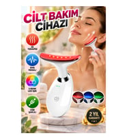 3 Modlu Cilt Bakım Cihazı – EMS, Isıtma ve 3 Renk LED USB Şarjlı