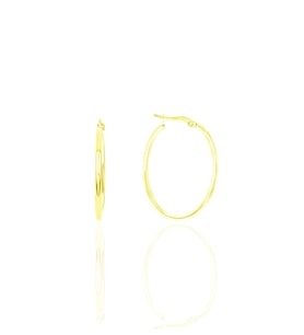 Gümüş altın yaldızlı oval şarnel halka küpe  SGTL12509GOLD