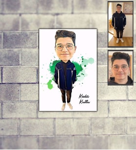 Kişiye Özel Kendin Tasarla Karikatürlü Ahşap Tablo 30x47 Model-4