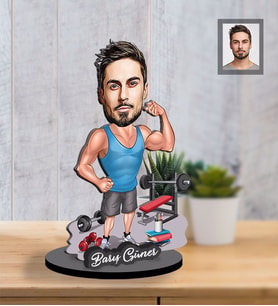 Kişiye Özel Sporcu Karikatürlü İki Katmanlı Ahşap Biblo Bay-8-Eco