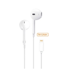 iPhone 11 / 12 / 13 / 14 Uyumlu Mikrofonlu Kulaklık (Beyaz)