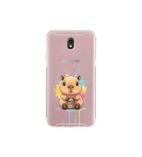 Samsung Galaxy J7 Pro ile Uyumlu Splash Kapibara Tasarımlı Şeffaf Silikon Kılıf