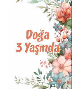 Pembe Çiçekler Temalı Doğum Günü Afişi 35X50 cm