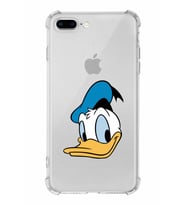 Apple iPhone 8 Plus Uyumlu Köşe Korumalı Antişok  Kapak Donald Duck Tasarımlı Şeffaf  Kılıf